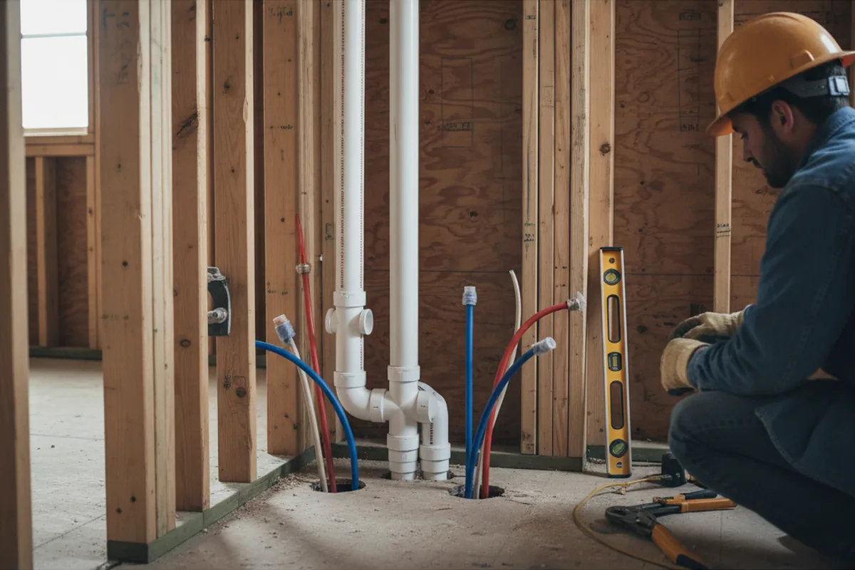 Drain and supply rough-in during Leak Detection in Vinegar Bend